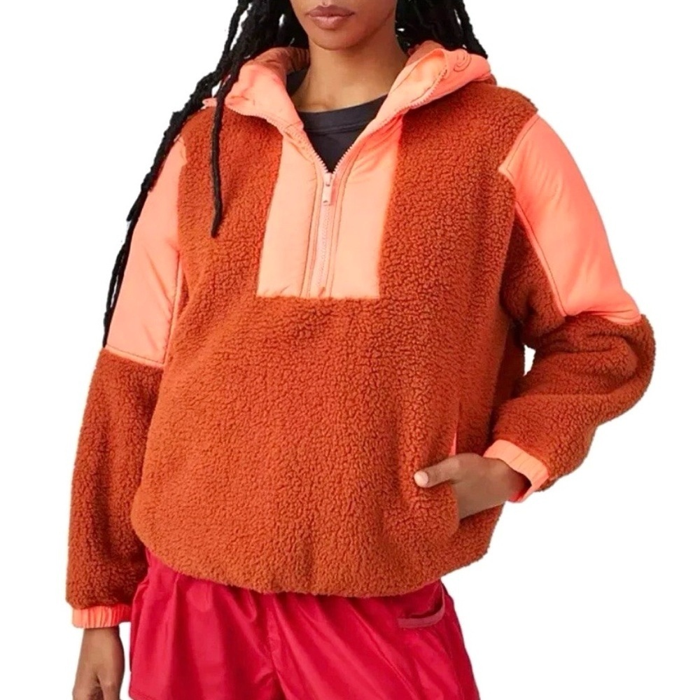 Free People Sherpa Jacket Pullover Lead The Pack 3/4 Zip Size XS